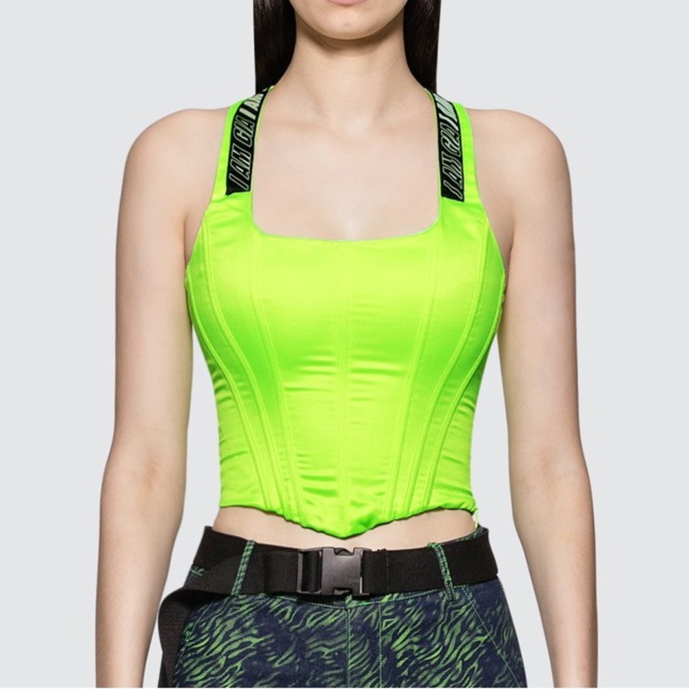 I.AM.GIA neon green Siobhan lace up back Corset top